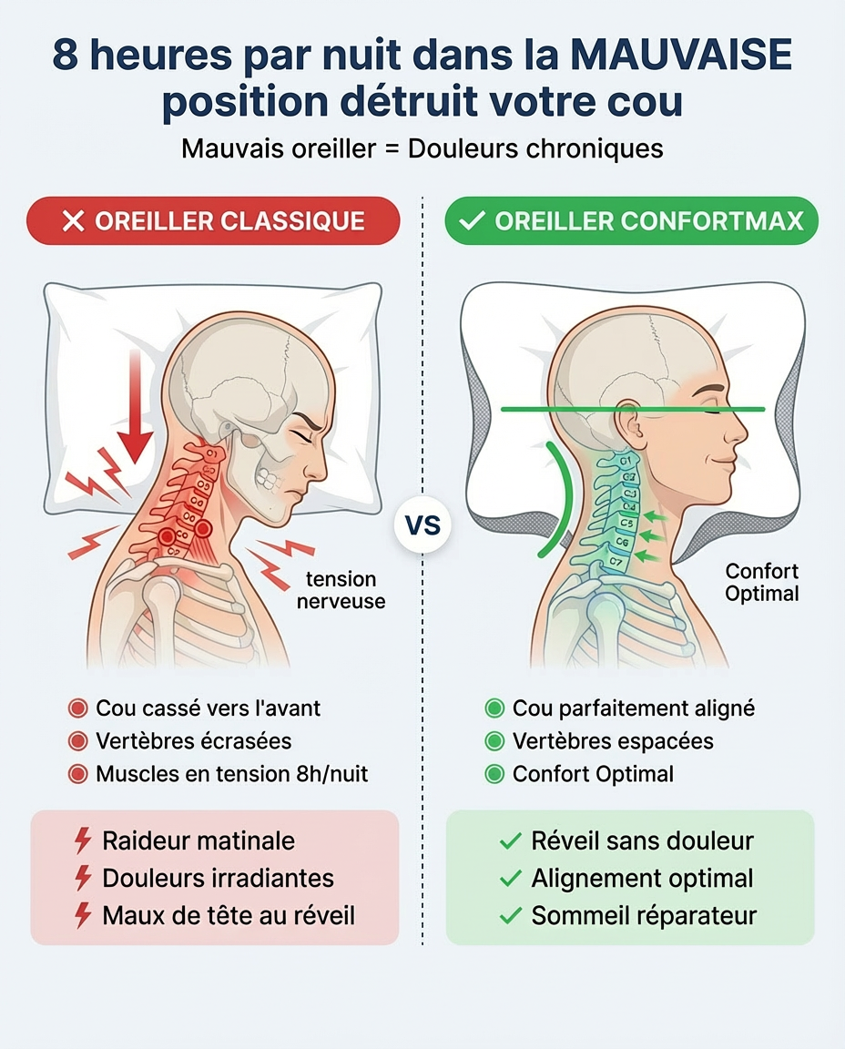 Oreiller Ergonomique ConfortMax™ à Mémoire de Forme