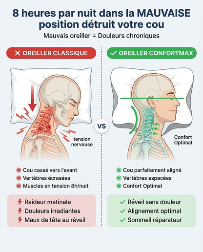 Oreiller Ergonomique ConfortMax™ à Mémoire de Forme